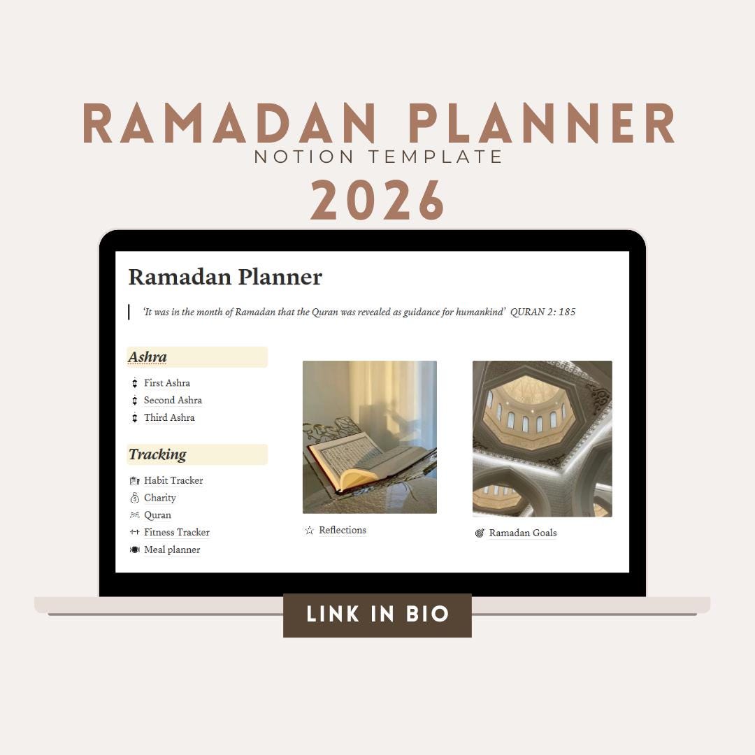 Ramadan Digital Notion Template Planner 2026, Salah Quran Prayer ...