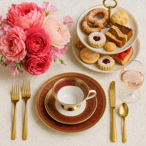 Vintage Winterling Bavaria Tea Trio: Burgundy & Gold German Porcelain