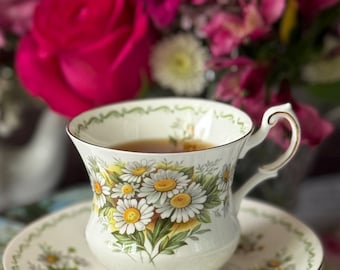 Queen’s Daisy Teacup and Saucer – Vintage Fine Bone China – Rosina “Special Flowers” Series – Made in England