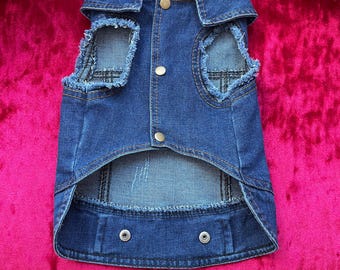 Denim Dog Vest: Metal Snap Fasteners, Durable Pet Apparel