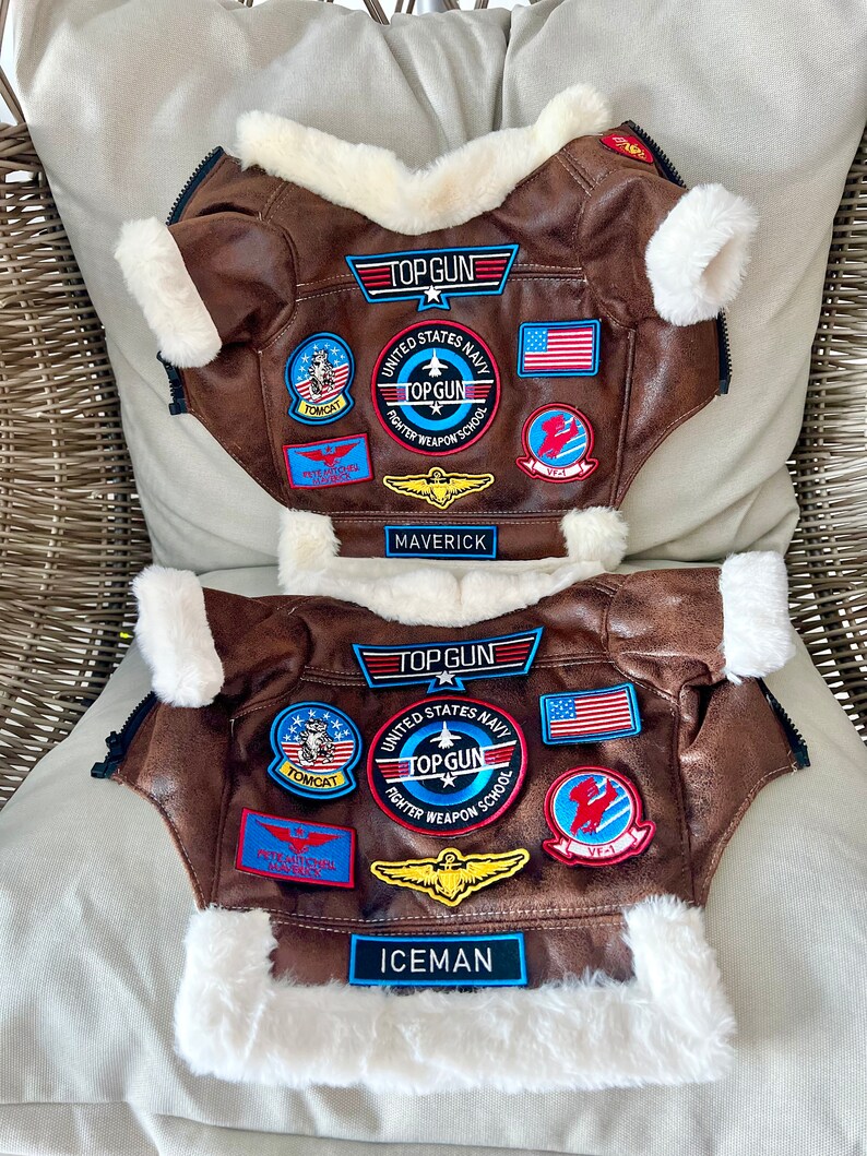 Top Gun Maverick/top Gun Leather Dog Jacket/dog Jacket/pet Etsy Australia