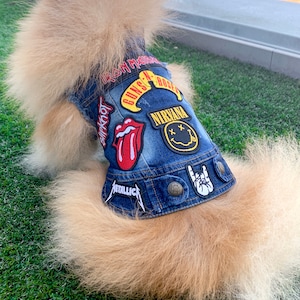 Rock Jeans Hundejacke Metal/Rock Denim Hundejacke Patch Hundejacke Haustier Liebhaber Geschenk Hundeweste-Weihnachtshund Geschenk-Haustier Geschenk-Denim Weste Bild 2