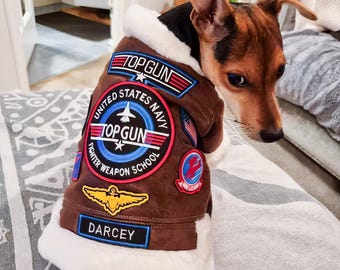 Top Gun Dog Jacket | Pilot Dog Costume | Dog Costume| Dog Clothes| Pet Jacket | Christmas Dog Gift| Cosplay|dog fancy dress|