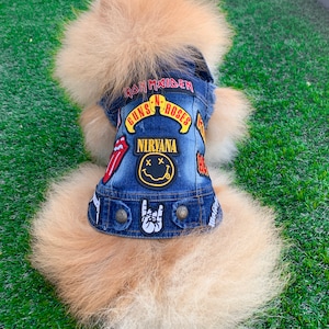 Rock Jeans Hundejacke Metal/Rock Denim Hundejacke Patch Hundejacke Haustier Liebhaber Geschenk Hundeweste-Weihnachtshund Geschenk-Haustier Geschenk-Denim Weste Bild 3