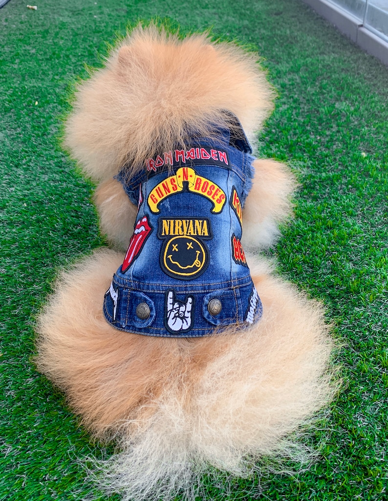 Rock Jeans Hundejacke Metal/Rock Denim Hundejacke Patch Hundejacke Haustier Liebhaber Geschenk Hundeweste-Weihnachtshund Geschenk-Haustier Geschenk-Denim Weste Bild 3