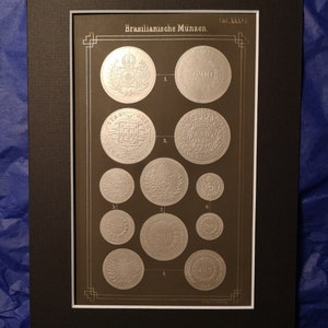 Brazil silver coins plate in relief print 1853