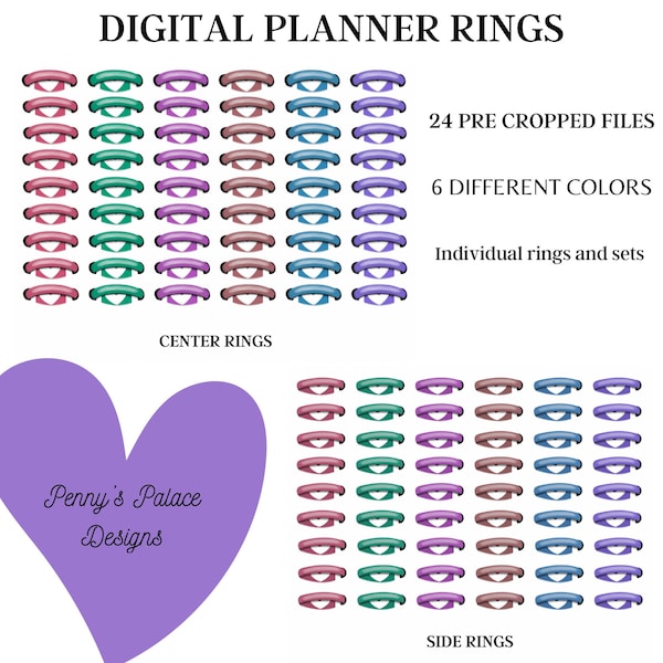 Digital Planner-Binder Rings-Center Rings-Digital Planner-Digital Journal-Instant Download-Digital Download-PNG