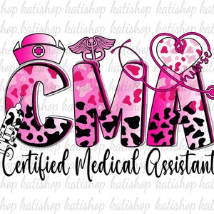 Pink Leopard CMA Design: Medical Assistant PNG (Digital Download)
