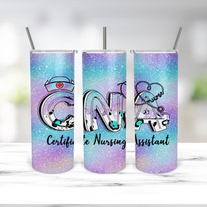CNA Skinny Tumbler Sublimation, Certificate Nursing Assistant Tumbler Png, Medical Tumbler Png, 20oz Straight,Tapered Digital Download