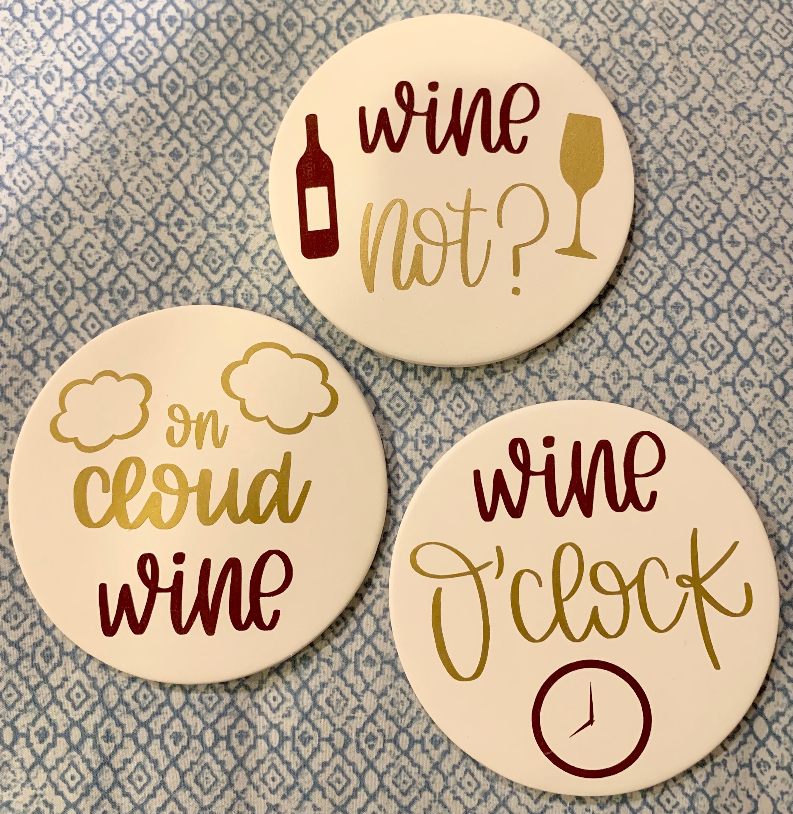 Wine theme coasters wine oclock coaster wine not coaster Etsy