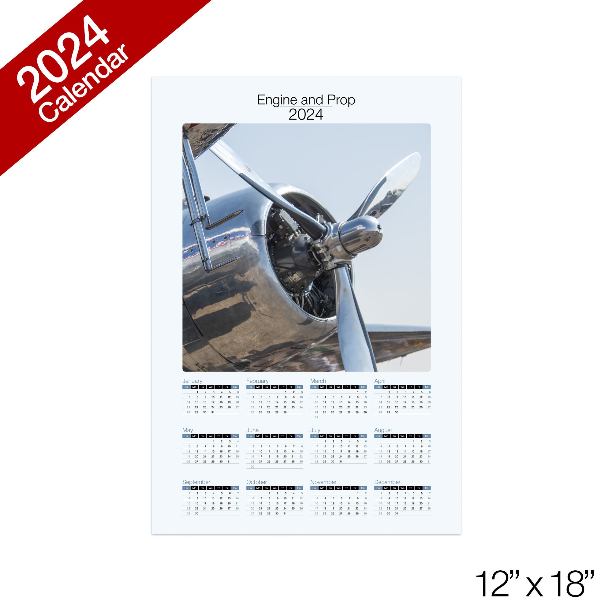 2024 Wall Calendar Aircraft Engine Airplane Décor Airplane Etsy