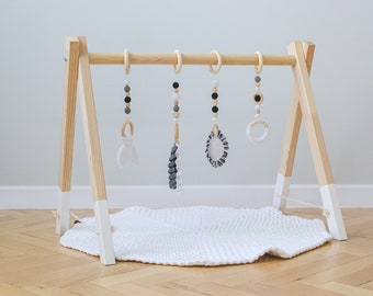 Baby Play Gym - Focus Collection - Black and White Crochet Toys - Activity Arch Baby - Shower Gift - Hanging Gym Toys - Floor Gym