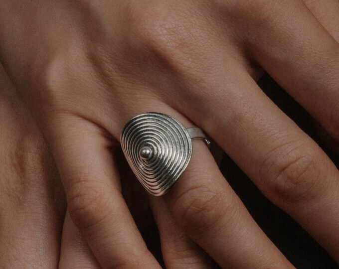 Oval Spiral Silver Ring Vintage Spiral Ring Boho Chic Ethnic Ring With ...
