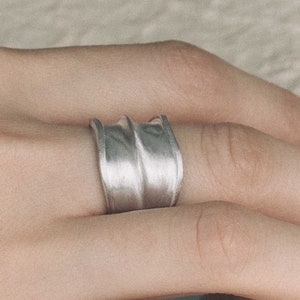 Wide Band Ring Chunky Silver Ring Abstract Band Thick Band Silver Ring Irregular Silver Ring Handmade Minimalist Band Ring Adjustable Ring