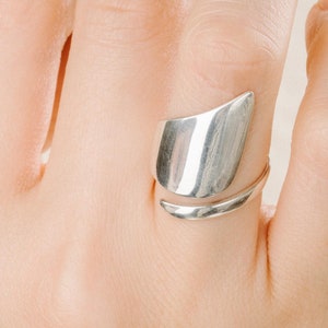 Geometric Open Ring Adjustable Minimal Ring Modern Simple Sterling Silver Ring Minimalist Ring Everyday Silver Ring Statement Ring Gift