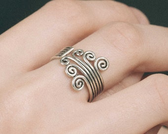 Handgemaakte Hmong zilveren spiraalring - verstelbare boho-ring