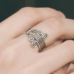 Hmong Silver Spiral Ring Tribal Spiral Ring Boho Chic Ring Ethnic Ring Antique Style Ring Bohemian Adjustable Ring