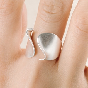 Chunky Open Ring Minimalist Unique Ring Sterling Silver Wide Band Statement Ring Sculptural Geometric Ring Minimal Unusual Modern Ring Gift