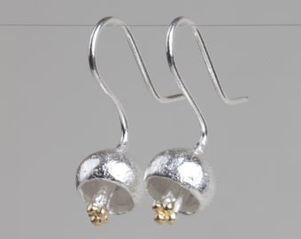 Sterling Silber Glocke Blume baumeln Ohrringe, kleine Blumen Schmuck