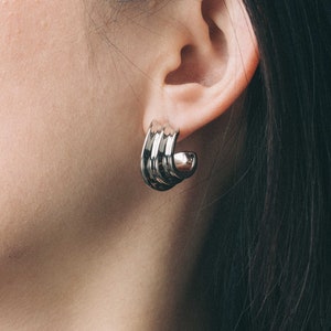 Sculptural Chunky Silver Earrings Abstract Irregular Earrings Geometric Silver Earrings Unique Contemporary Silver Chunky Stud Earrings