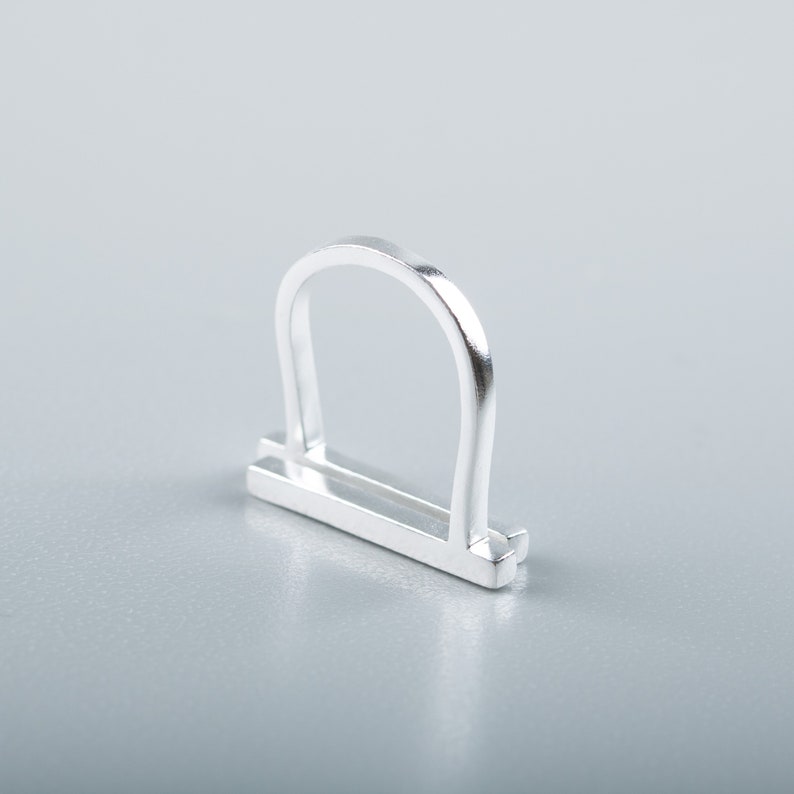 Geometric Silver Ring Minimalist Double Bar Ring Parallel Bar Ring Sculptural Silver Bar Ring Dainty Bar Ring Flat Bar Ring image 8