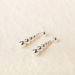 Sterling Silver Dangle Bead Earring Ball Drop Earring Round Silver Bead Earrings Minimalist Modern Dangle Ball Earring High Polish Ball Bead