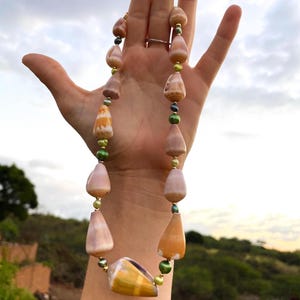 Maui Seashells and Green Freshwater Pearl 17.5&quot; (adjustable to longer length) Necklace