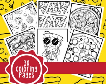 Målarbilder för pizzadagen för vuxna - Utskrivbara målarbilder för barn med pizza - Målarbilder och aktivitetsblad med pizza