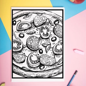 Målarbilder för pizzadagen för vuxna - Utskrivbara målarbilder för barn med pizza - Målarbilder och aktivitetsblad med pizza bild 2
