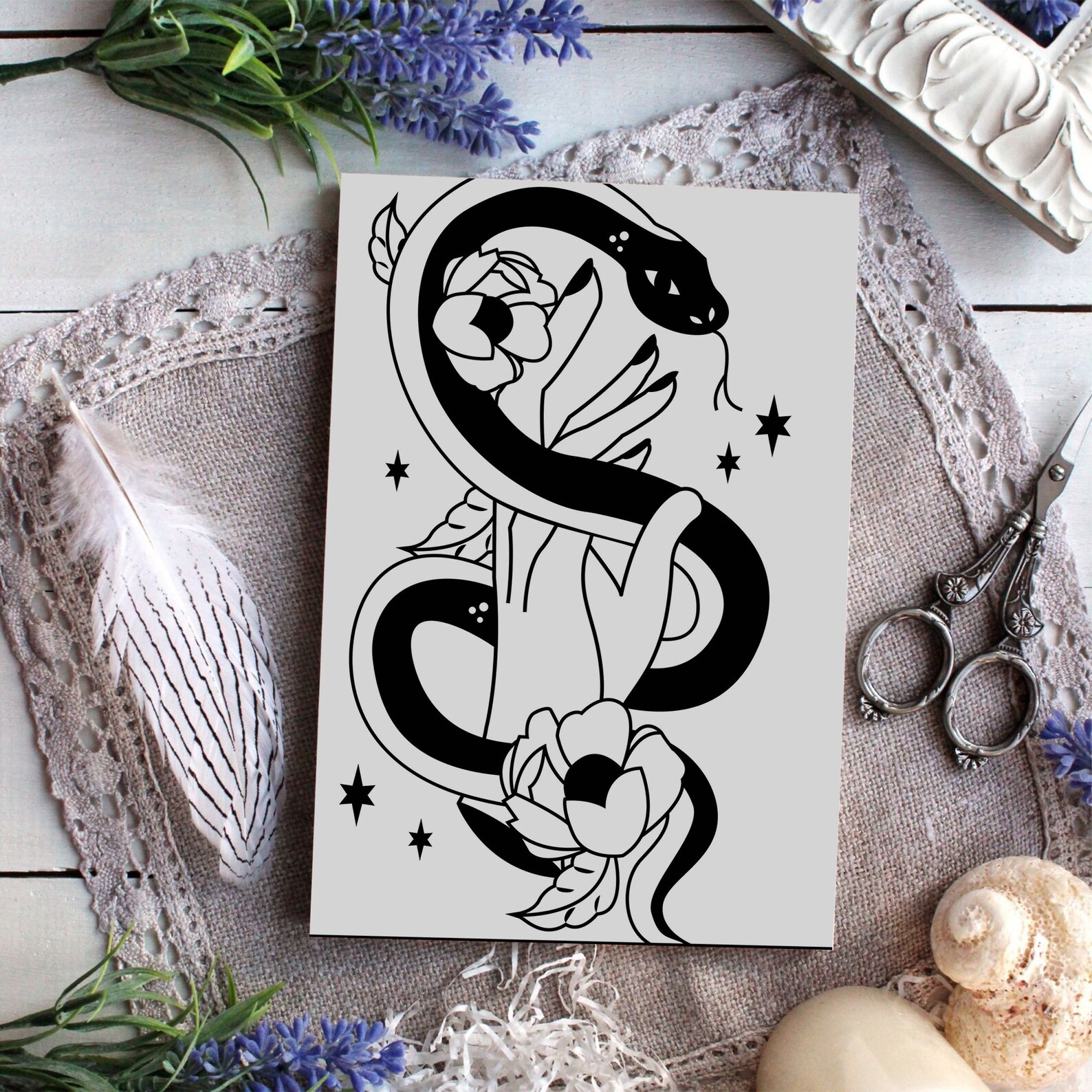 Serpent adult coloring and activity pages Printable Serpent | Etsy