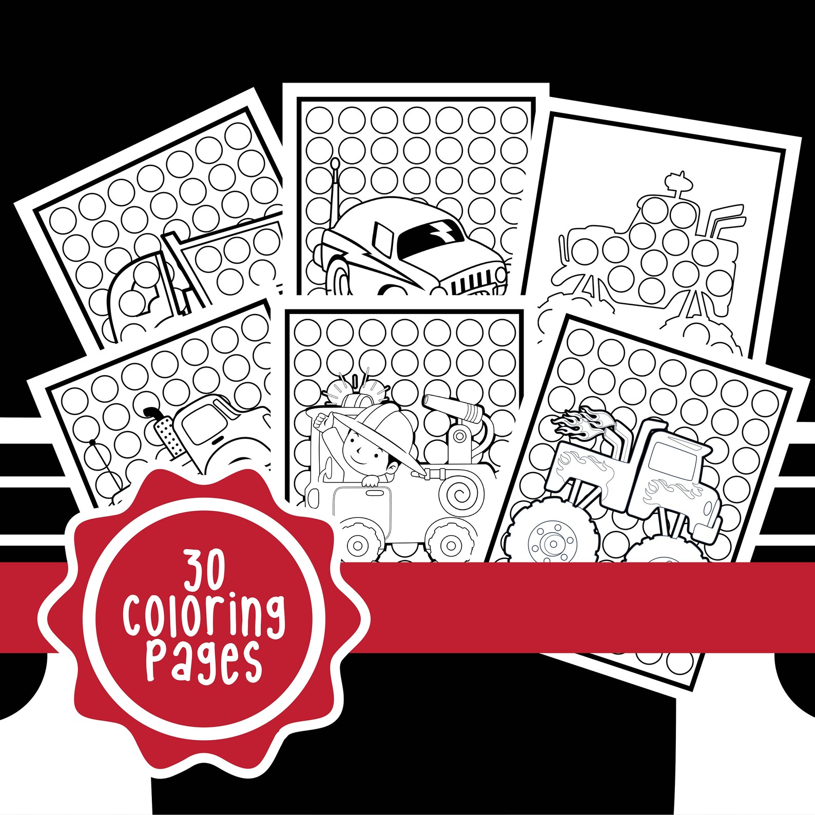 Truck Dot to Dot Coloring and Activity Pages for Kids Age 2 ...