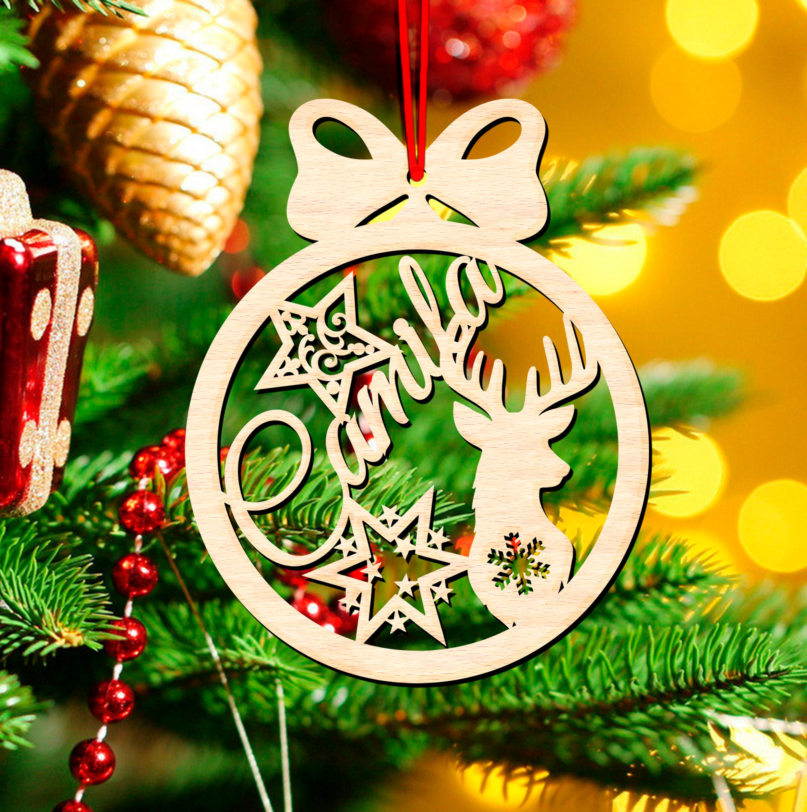 Christmas Ornaments SVG Laser Cut Files Personalizable 6 - Etsy