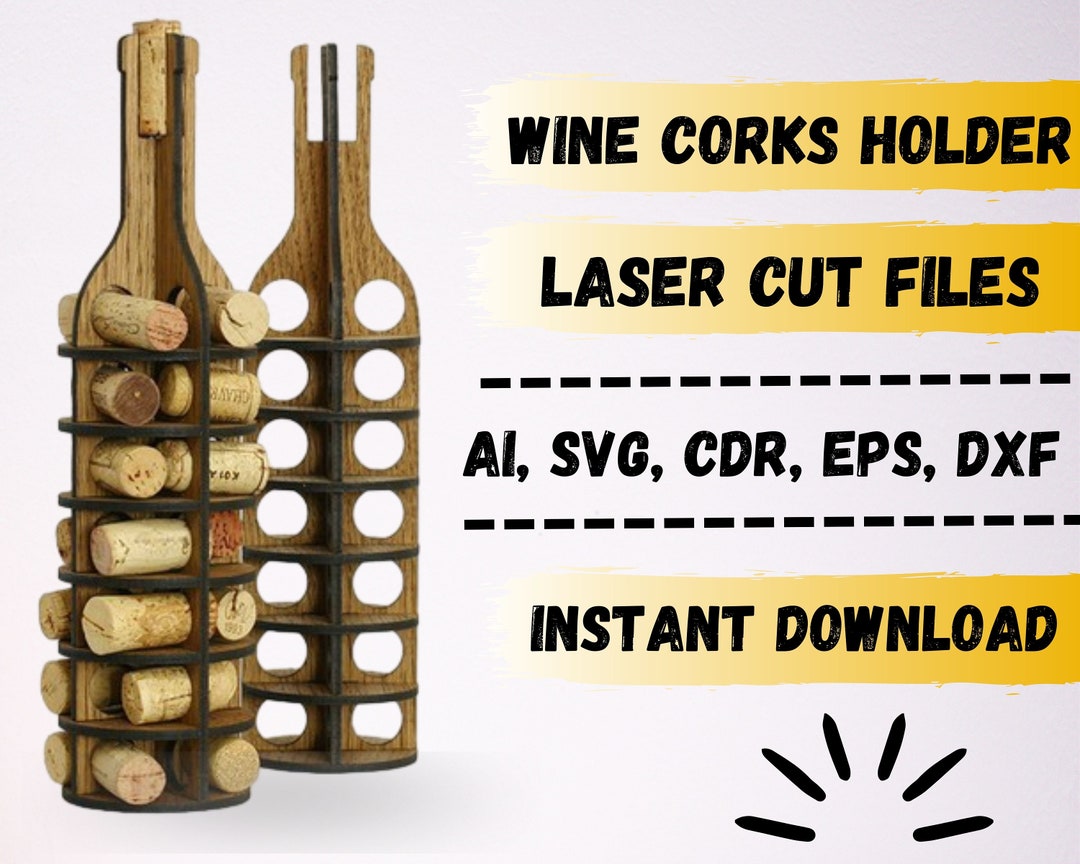Wine Cork Holder SVG, Cdr Laser Cut Files for a Laser Cutting, Wine Corks Storage