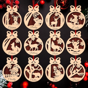 Christmas Ornament SVG Bundle 2 Layers Ornament Laser Cut Files Christmas Balls Tree Decorations Craft Hanging Bauble Digital Download SVG