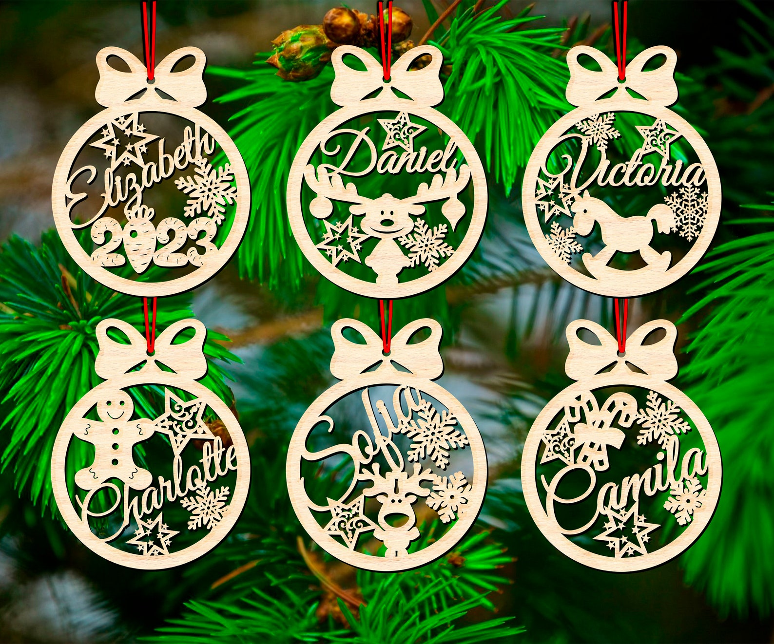 Christmas Ornaments 2023 SVG Laser Cut Files Personalizable 6 Etsy