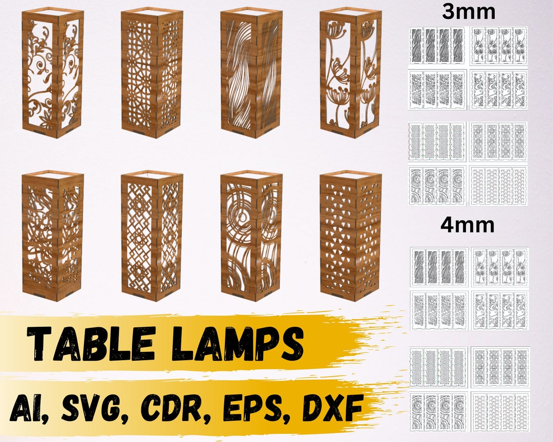 Nightlights SVG Bundle Laser Cut Files for a Laser Cut Table Lamp