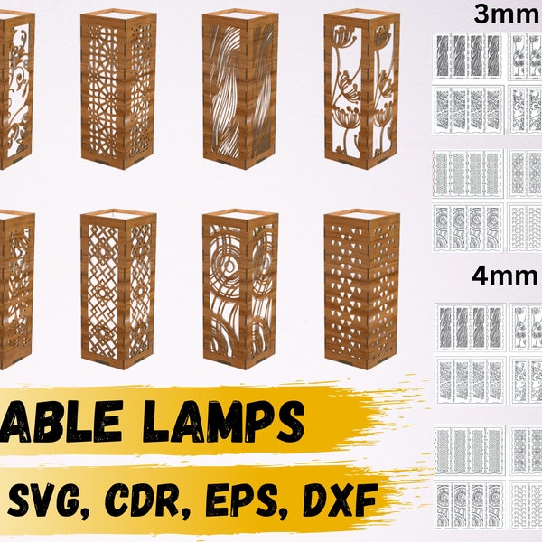Pakiet SVG Nightlights: pliki wycinane laserowo do lampy stołowej wycinanej laserowo, pliki wycinane laserowo Glowforge Nightlamps-idealne do cięcia CNC DIY