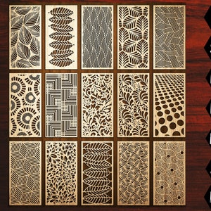 Panelencollectie 15 lasergesneden bestanden voor CorelDRAW, decoratieve wandpaneelpatronen voor lasersnijden AI-, SVG-, DXF- en CDR-vectorbestanden