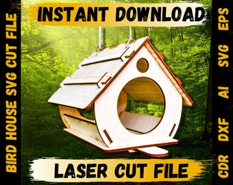 DIY Bird House Laser Cut File – SVG Vector Plans (Digital Download)