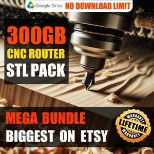 Mega Bundle CNC Router STL Files – 300 GB pakiet projektów CNC i pliki do grawerowania | Dostęp dożywotni, użytkowanie komercyjne