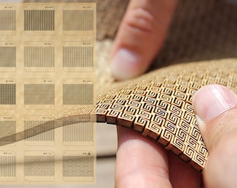 Super Flexible Living Hinge 16 Laser Cut Files for CorelDRAW, Flexible PlyWood Files Ai, SVG, DXF, CDR Cut Vector files for Cricut/Glowforge