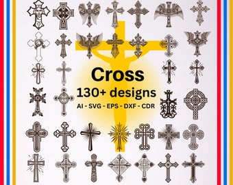 Kreuz SVG 130+ Dateien für CorelDRAW, Kreuz SVG für Tshirt, Christliche Kreuze Clipart, Katholische Schnitt Dateien für Cricut, CnC Vektor Dateien