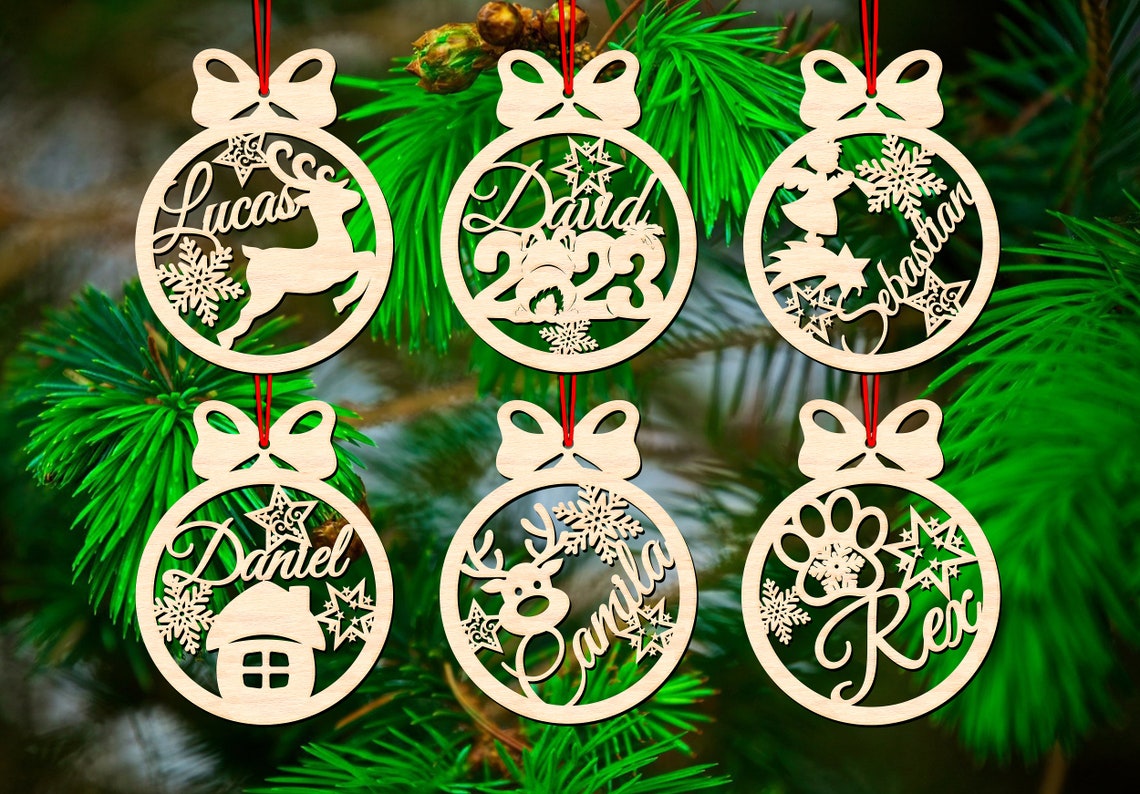 Christmas Ornaments 2023 SVG Laser Cut Files Personalizable 6 Etsy