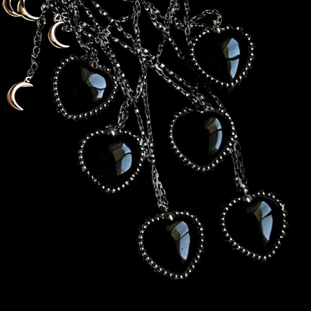 BEWITCHED Black Heart Onyx / Heart Pendant Heart Necklace Etsy