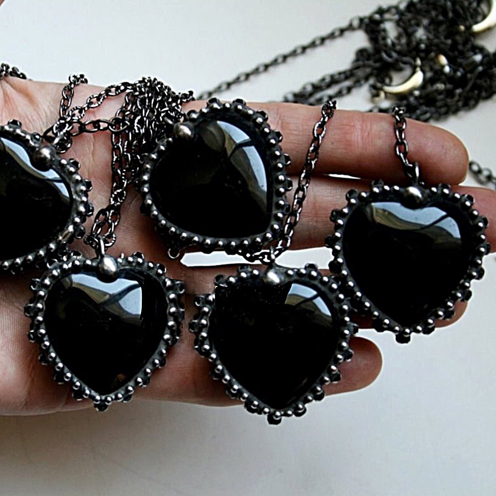 BEWITCHED Black Heart Onyx / Heart Pendant Heart Necklace Etsy