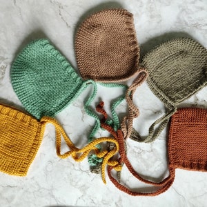 Maya's Knits - Handmade knitted baby bonnet, baby hat