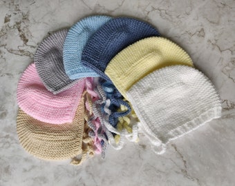 Handmade knitted baby bonnet, baby hat by Maya's Knits