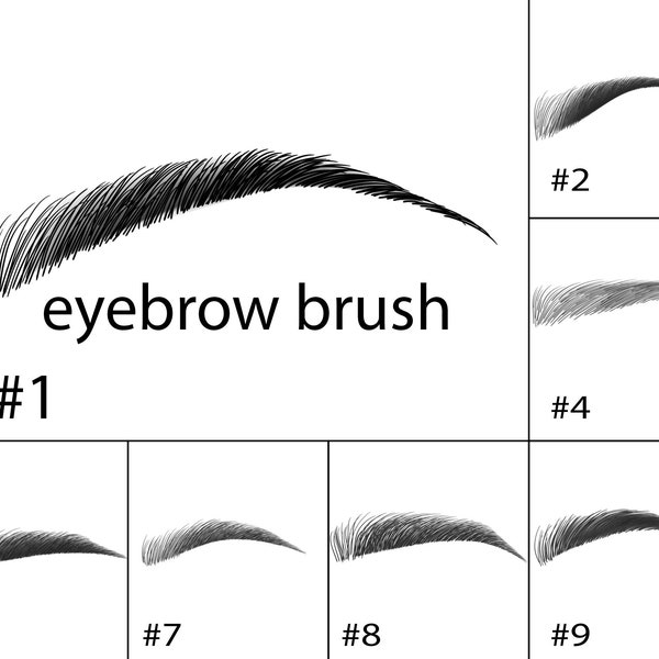 Eyebrow brushes, photoshop brushes eyebrows, a set of 10 brushes, abr files, graphic design, photoshop brush set,easy to install,easy to use