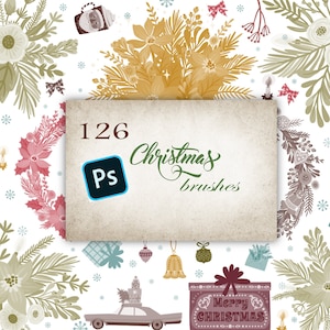 Christmas brushes for Photoshop, brushes for decoration, Christmas decor, snowflake brushes,snow,winter brushes, brush bundles,Xmas stamps