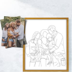 Custom Outline Photo Art, Portrait From Photo, Family day portrait, Drawing Minimalist, Custom Photo Gifts, Digital Portrait, SVG, PNG, JPEG